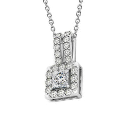 Princess Real Diamond Pendant Necklace Without Chain 1.60 Carat WG 14K
