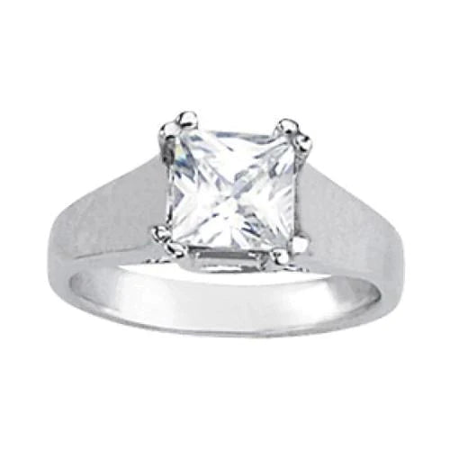 Princess Real Diamond Solitaire Engagement Ring 2 Carats