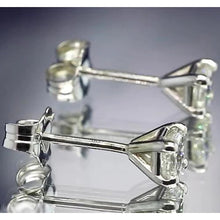Princess Real Diamond Stud 1.20 Carats Earring Four Prong Set White Gold