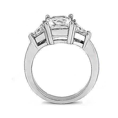 Princess Real Diamond Three Stone Ring With Trillions 2.20 Ct. Jewelry