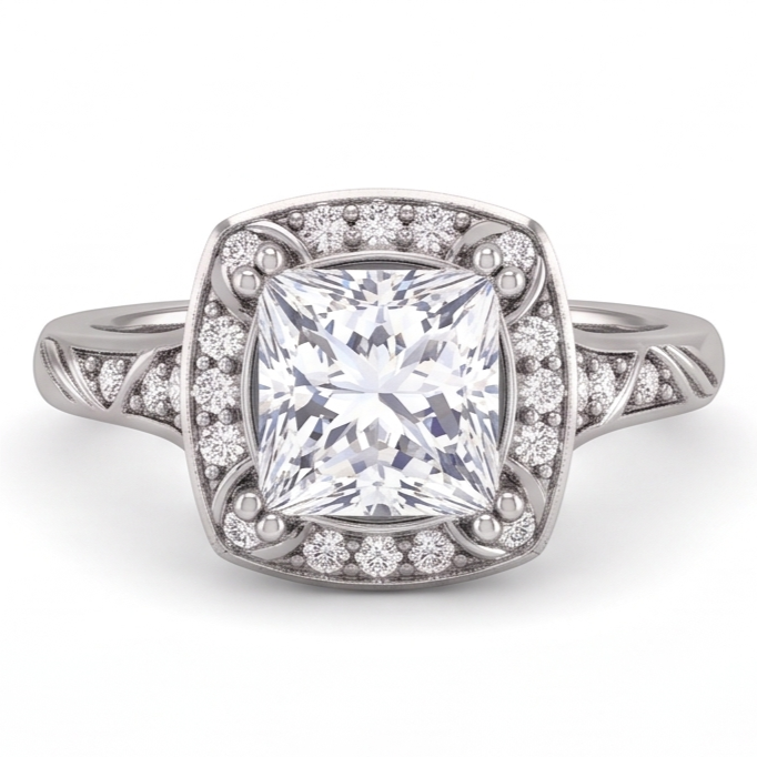 Princess Real Natural Earth Mined DIAMOND ( NOT LAB GROWN ) Engagement Anniversary Ring 1.73 Carat White Gold 14K