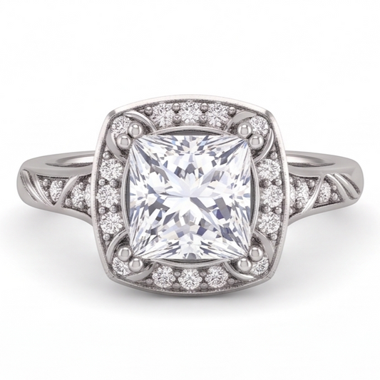 Princess Real Natural Earth Mined DIAMOND ( NOT LAB GROWN ) Engagement Anniversary Ring 1.73 Carat White Gold 14K