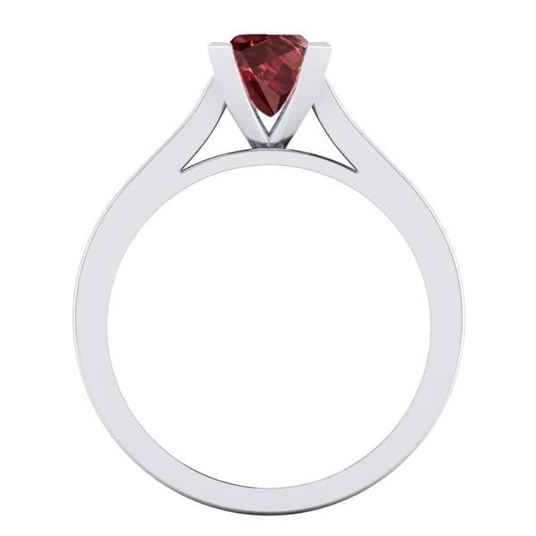 Princess Red Ruby Ring White Gold