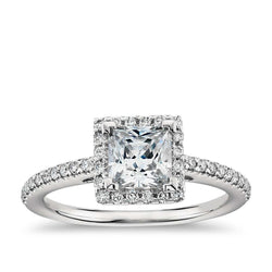 Princess & Round 2.60 Carats Real Diamond Halo Ring White Gold 14K