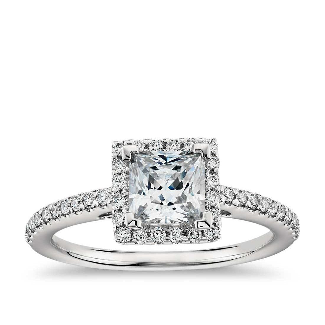 Princess & Round 2.60 Carats Real Diamond Halo Ring White Gold 14K