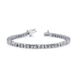 Princess & Round Cut 10 Ct Natural Diamonds Tennis Bracelet White Gold 14K