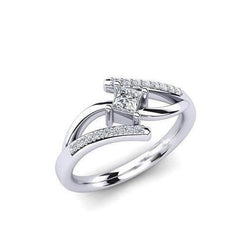 Princess & Round Cut 1.50 Carats Genuine Diamond Engagement Ring