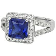 Princess Round Cut Sri Lanka Sapphire Natural Earth Mined DIAMOND ( NOT LAB GROWN ) Ring 3.56 Carat WG 14K