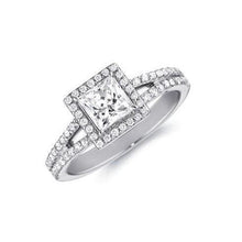 Princess & Round Halo Natural Diamond Ring With Accent 2.80 Ct. White Gold 14K