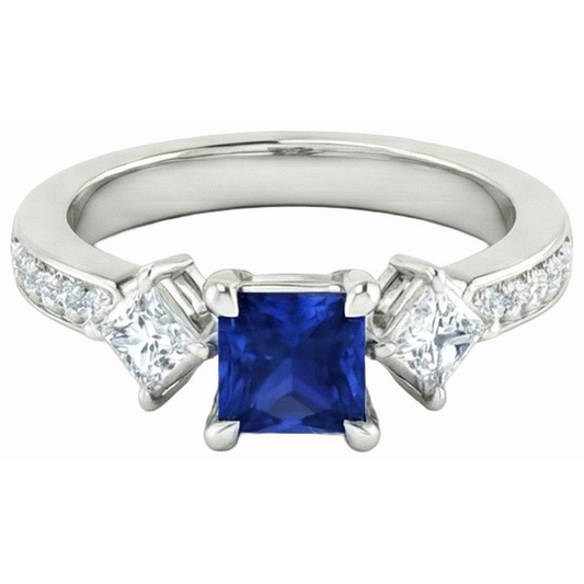 natural round sapphire 2.50ct ring front view