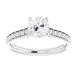 Princess & Round Old Cut Natural Diamond Ring With Accents Bar Set 4.50 Carats