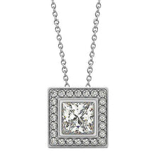 Princess Round Real Diamond Pendant Necklace Without Chain 1.50 Ct. WG 14K