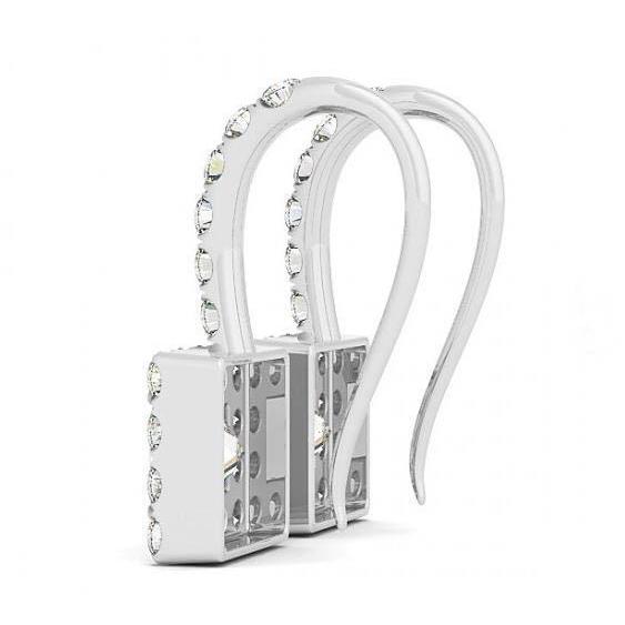 Princess & Round Real Diamonds 2.20 Carats Dangle Earrings White Gold 14K2