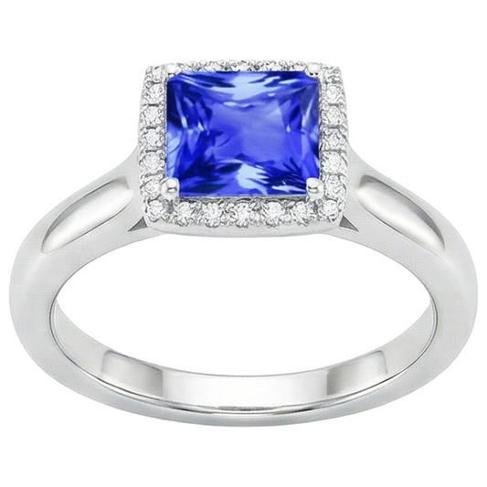 natural round sapphire 5.40ct ring front view