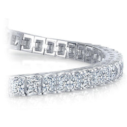 Princess Shaped Real Natural Earth Mined Diamond Tennis Bracelet 13 Carat White Gold 14K