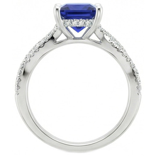 Princess Solitaire Accents Ring Ceylon Sapphire & Natural Earth Mined Diamonds 6 Carats