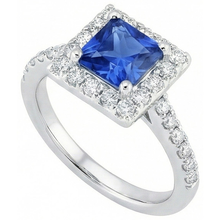 Princess Sri Lankan Sapphire Natural Earth Mined DIAMOND ( NOT LAB GROWN ) Ring 2.25 Carat White Gold 14K