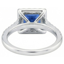 Princess Sri Lankan Sapphire Natural Earth Mined DIAMOND ( NOT LAB GROWN ) Ring 2.25 Carat White Gold 14K