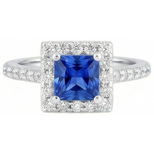 Princess Sri Lankan Sapphire Natural Earth Mined DIAMOND ( NOT LAB GROWN ) Ring 2.25 Carat White Gold 14K