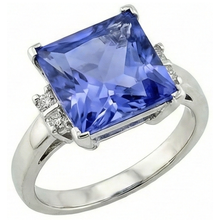Princess Tanzanite Natural Earth Mined DIAMOND ( NOT LAB GROWN )s 8.50 Carat Fancy Ring White Gold 14K