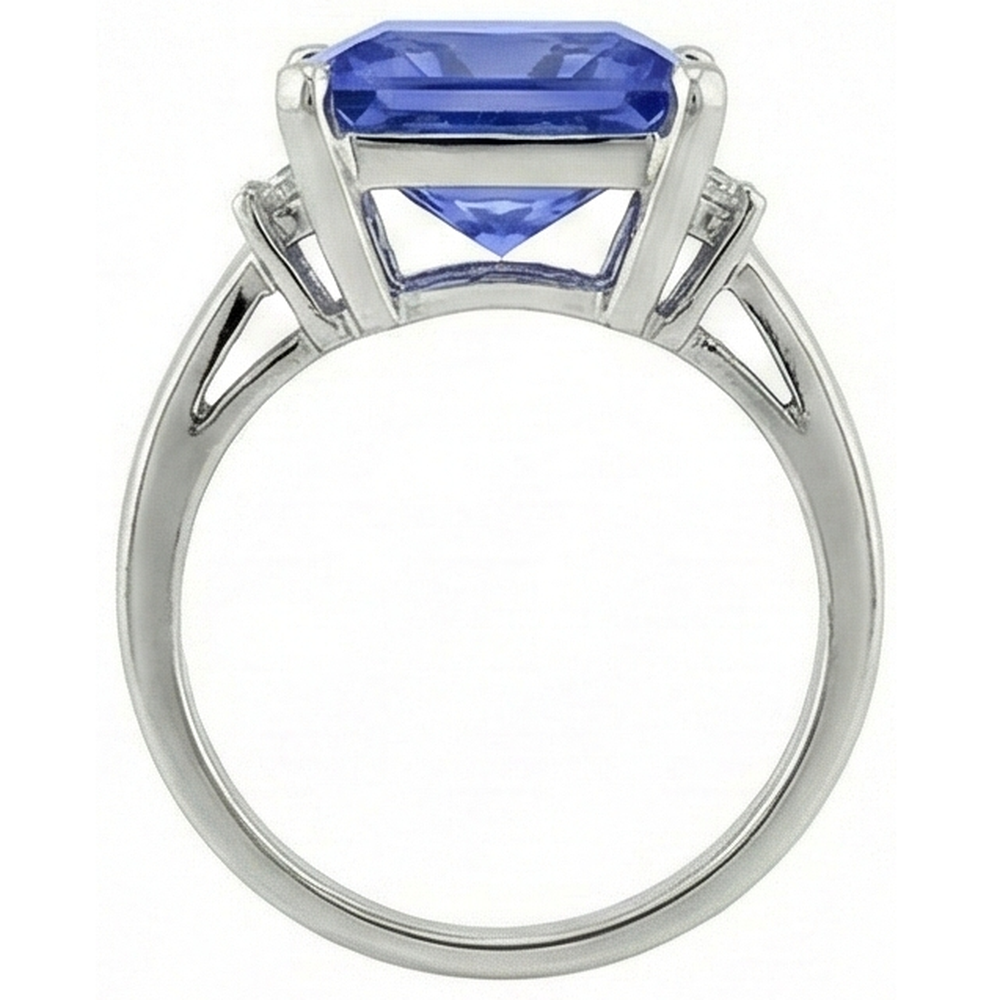 Princess Tanzanite Natural Earth Mined DIAMOND ( NOT LAB GROWN )s 8.50 Carat Fancy Ring White Gold 14K