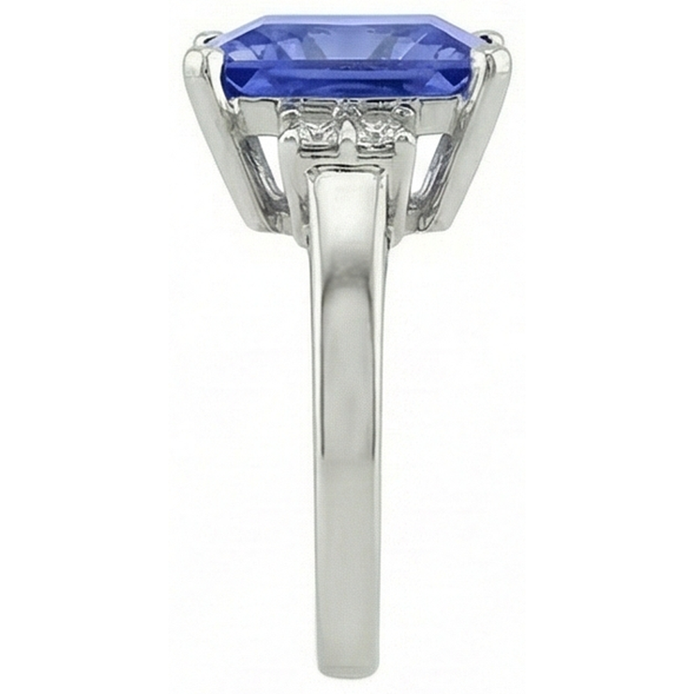 Princess Tanzanite Natural Earth Mined DIAMOND ( NOT LAB GROWN )s 8.50 Carat Fancy Ring White Gold 14K