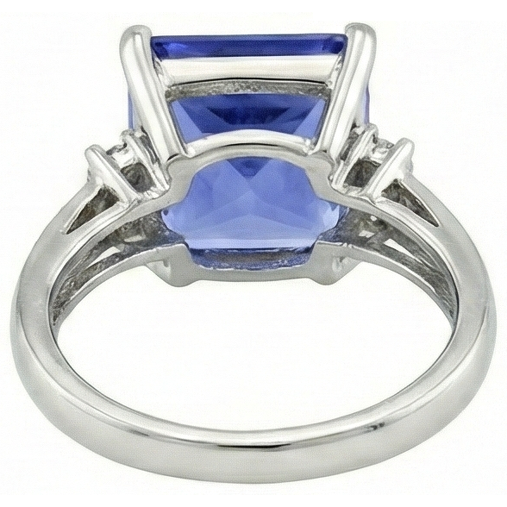 Princess Tanzanite Natural Earth Mined DIAMOND ( NOT LAB GROWN )s 8.50 Carat Fancy Ring White Gold 14K
