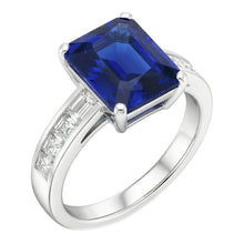 Princess & Baguette Natural Earth Mined Diamond Sapphire Ring Radiant 3 Carats Channel Set