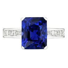 Princess & Baguette Natural Earth Mined Diamond Sapphire Ring Radiant 3 Carats Channel Set