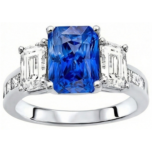 natural princess sapphire 4ct ring front view