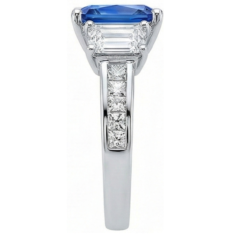 natural princess sapphire 4ct ring profile view