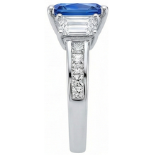 natural princess sapphire 4ct ring profile view