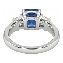 Princess & Round Natural Earth Mined Diamond Ring Cushion Ceylon Sapphire 3 Carats Gold