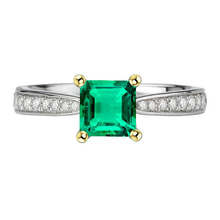 Natural Emerald Precious Stone Ring 3 ct 14K Two Tone Gold – main view