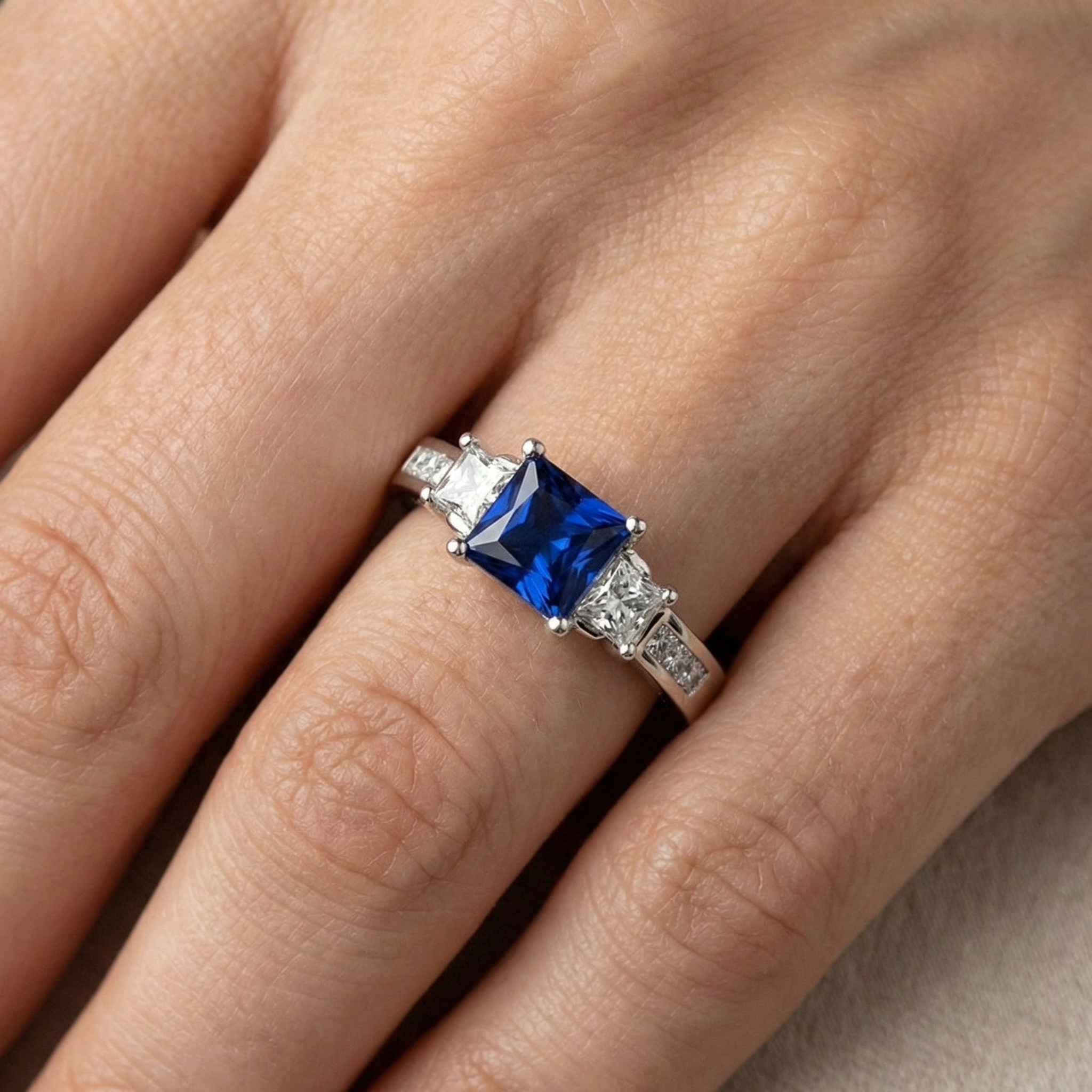 natural princess sapphire 2.85ct ring with diamond accents
