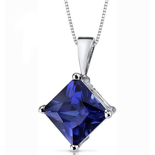 Precious Stone Pendant 14K White Gold with Blue Sapphire – main view