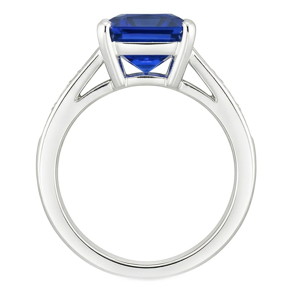 Princess & Baguette Natural Earth Mined Diamond Sapphire Ring Radiant 3 Carats Channel Set