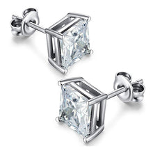 Princess Cut Natural Earth Mined Diamonds Studs Earrings 3 Carats White Gold
