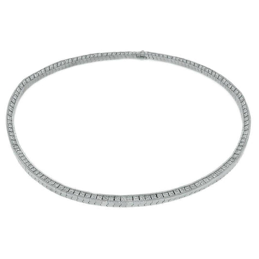 Princess Earth Mined Diamond Channel Tennis Necklace 12 Carats Ladies Jewellery New