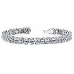 Prong Oval Real Diamond Tennis Bracelet Solid Gold Fine Jewelry 13.75 Ct.