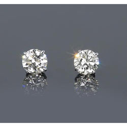 Prong Round Earth Mined Diamond Stud Earrings 1.50 Carats White Gold 14K Jewellery