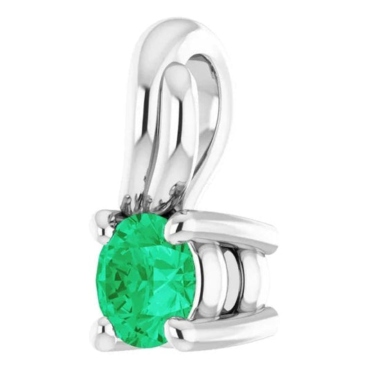 Prong Round Green Emerald Pendant 1 Carat