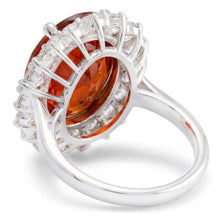 Prong Set 12.75 Ct Garnet And Natural Earth Mined Diamonds Engagement Ring White Gold 14K