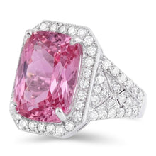 Prong Set 18.35 Carats Pink Kunzite With Natural Earth Mined Diamonds Ring White Gold