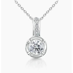 Prong Set 1.85 Carats Round Cut Natural Diamonds Pendant Necklace 14K