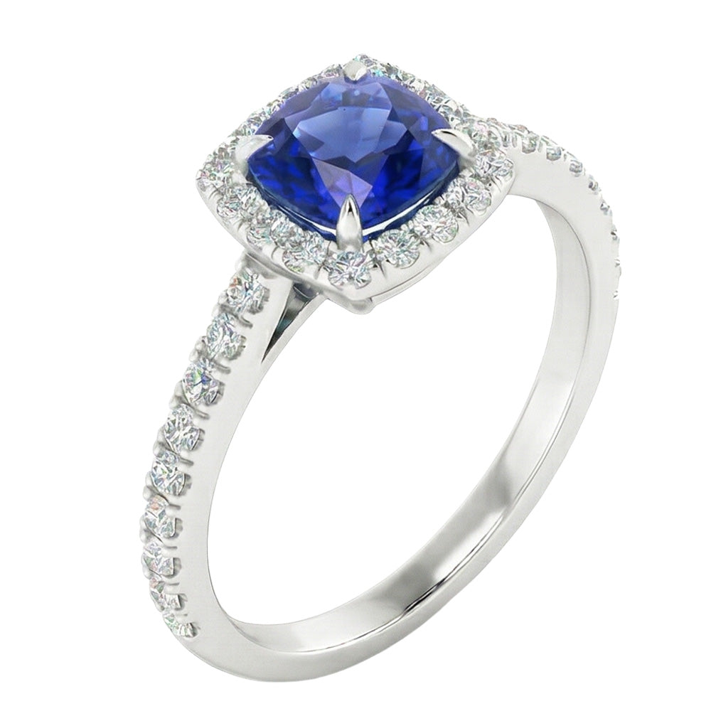natural round sapphire 2.75ct ring front view