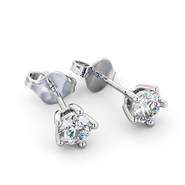 Prong Set 2 Carats Round Cut Natural Diamonds Studs Earrings 14K Gold