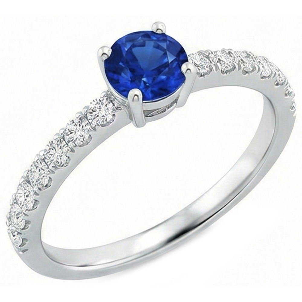 natural round sapphire 3.10ct ring close up detail