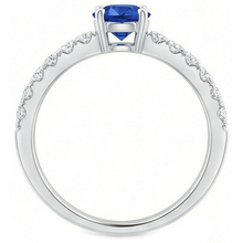 natural round sapphire 3.10ct ring profile view