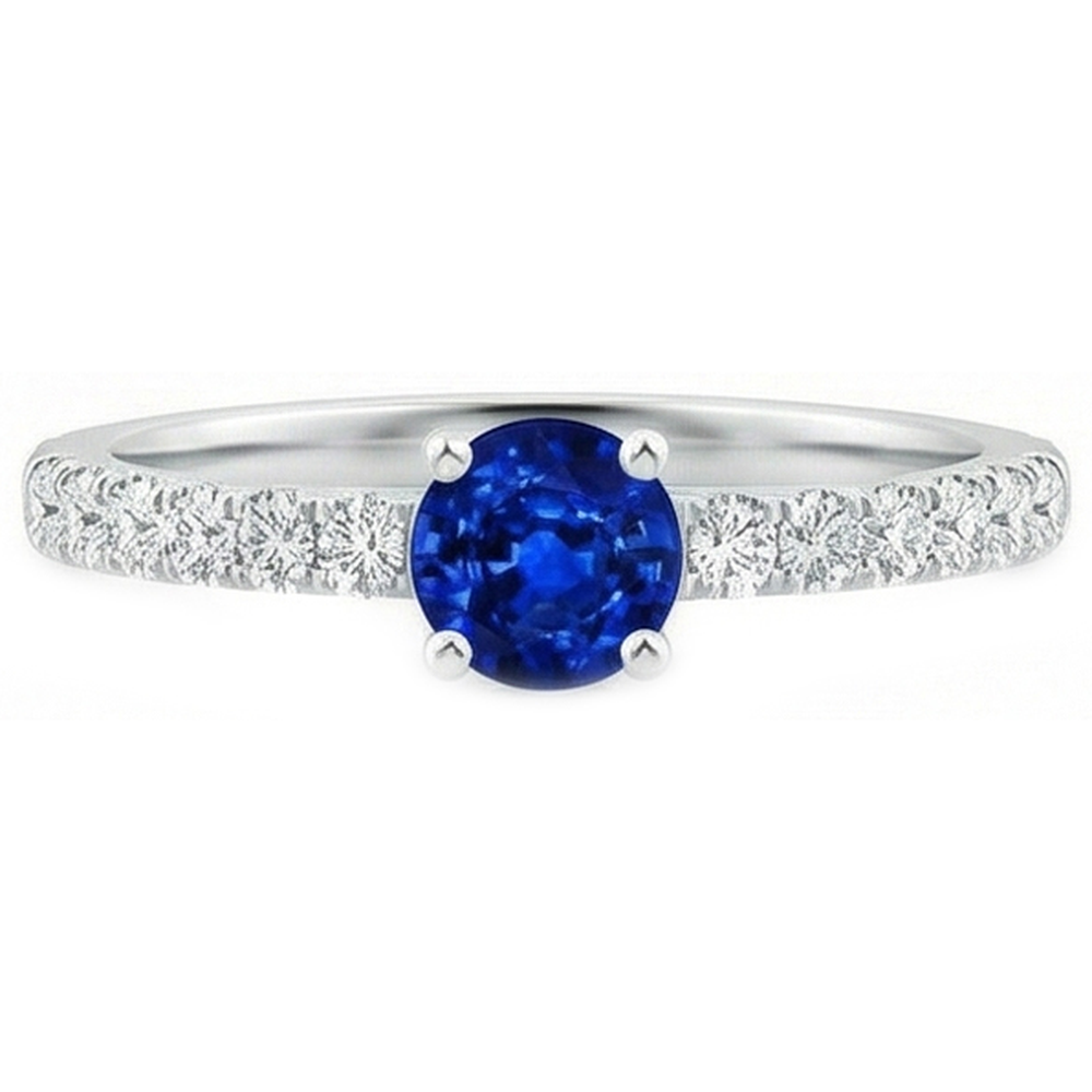 natural round sapphire 3.10ct ring side angle